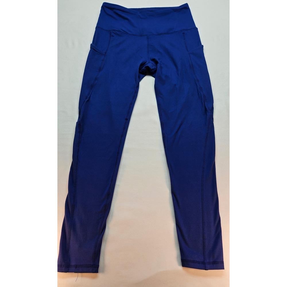 Royal Blue High Waisted Athletic Leggings with Side Pockets Womens Size Medium